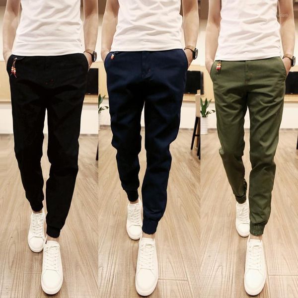 fashion 2018 spring joker casual pants men elastic waist rib beam legs feet pants harem men's trousers1, Black
